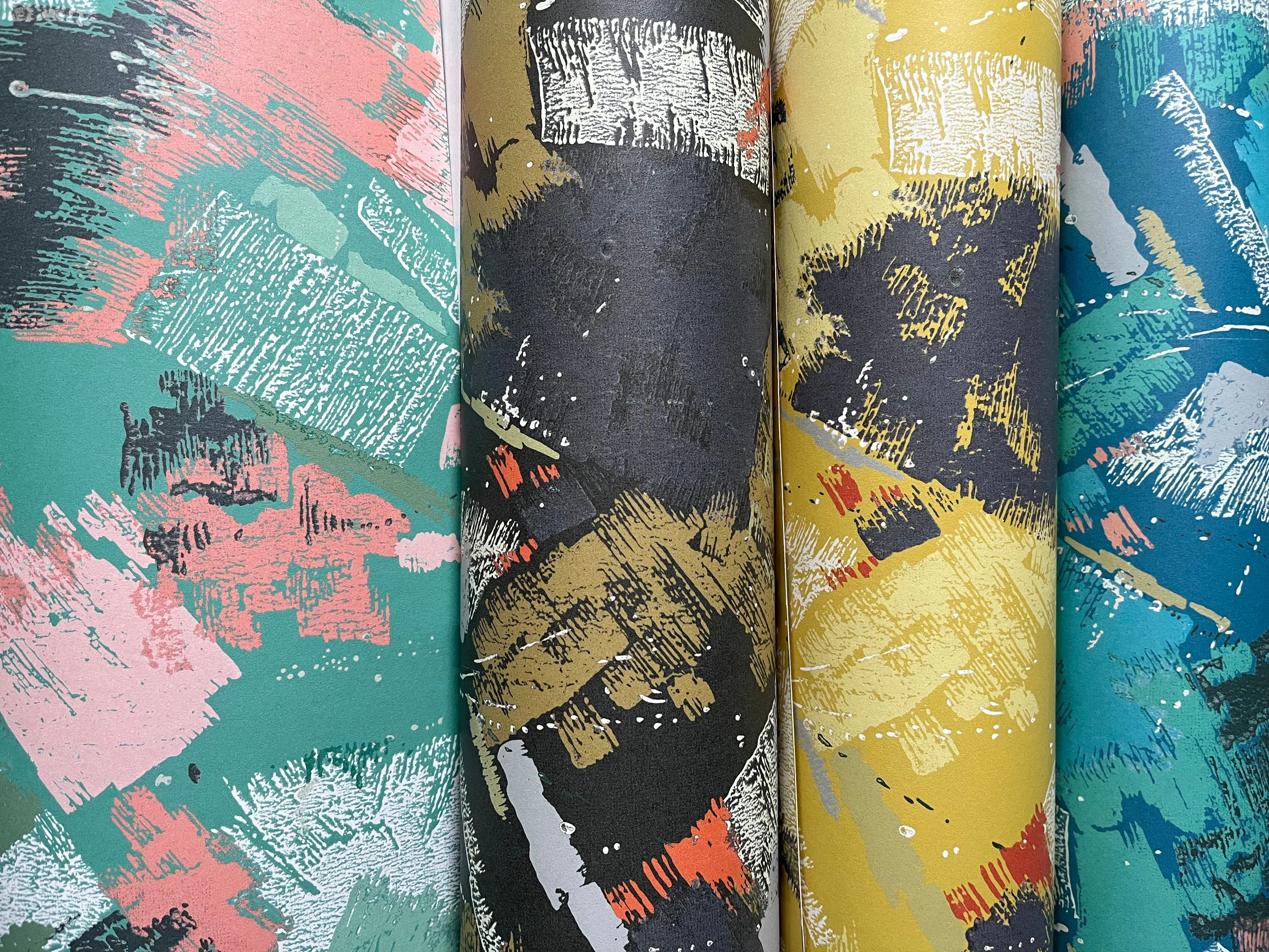 1950s brushstroke Wallpaper - Yellow