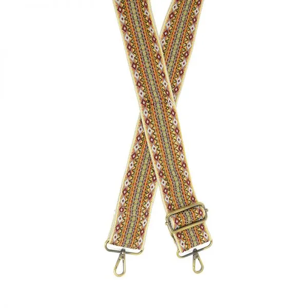 2" Natural Multi Embroidered Ribbon Guitar Purse Strap