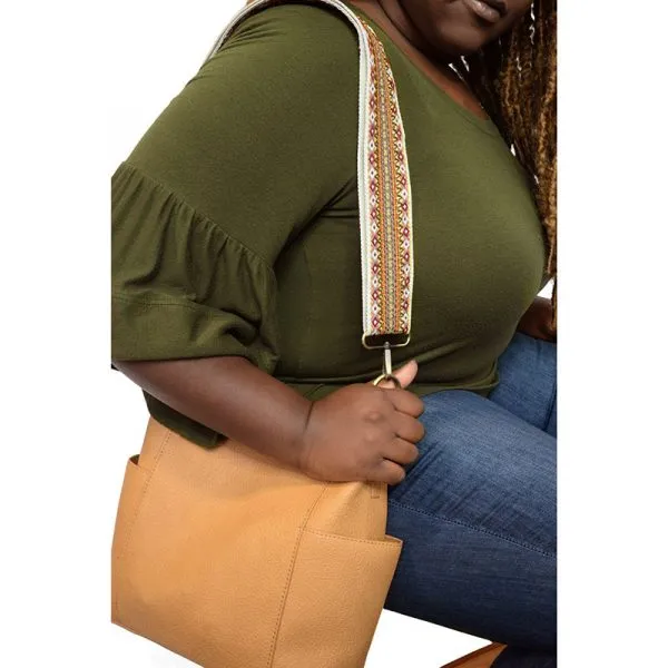 2" Natural Multi Embroidered Ribbon Guitar Purse Strap