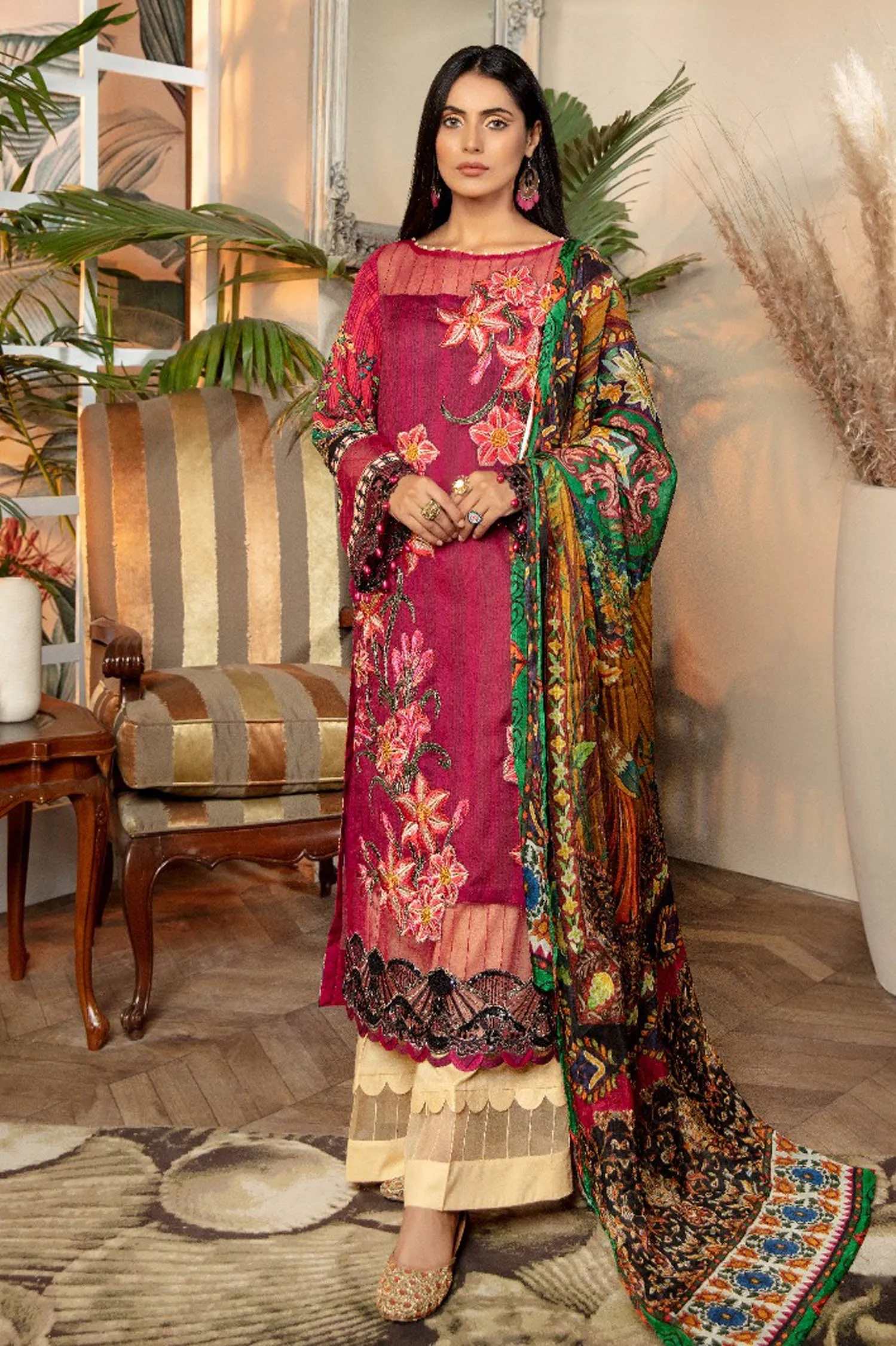 Adan's Libas Ibtida Embroidered Lawn Collection – Bright Maroon