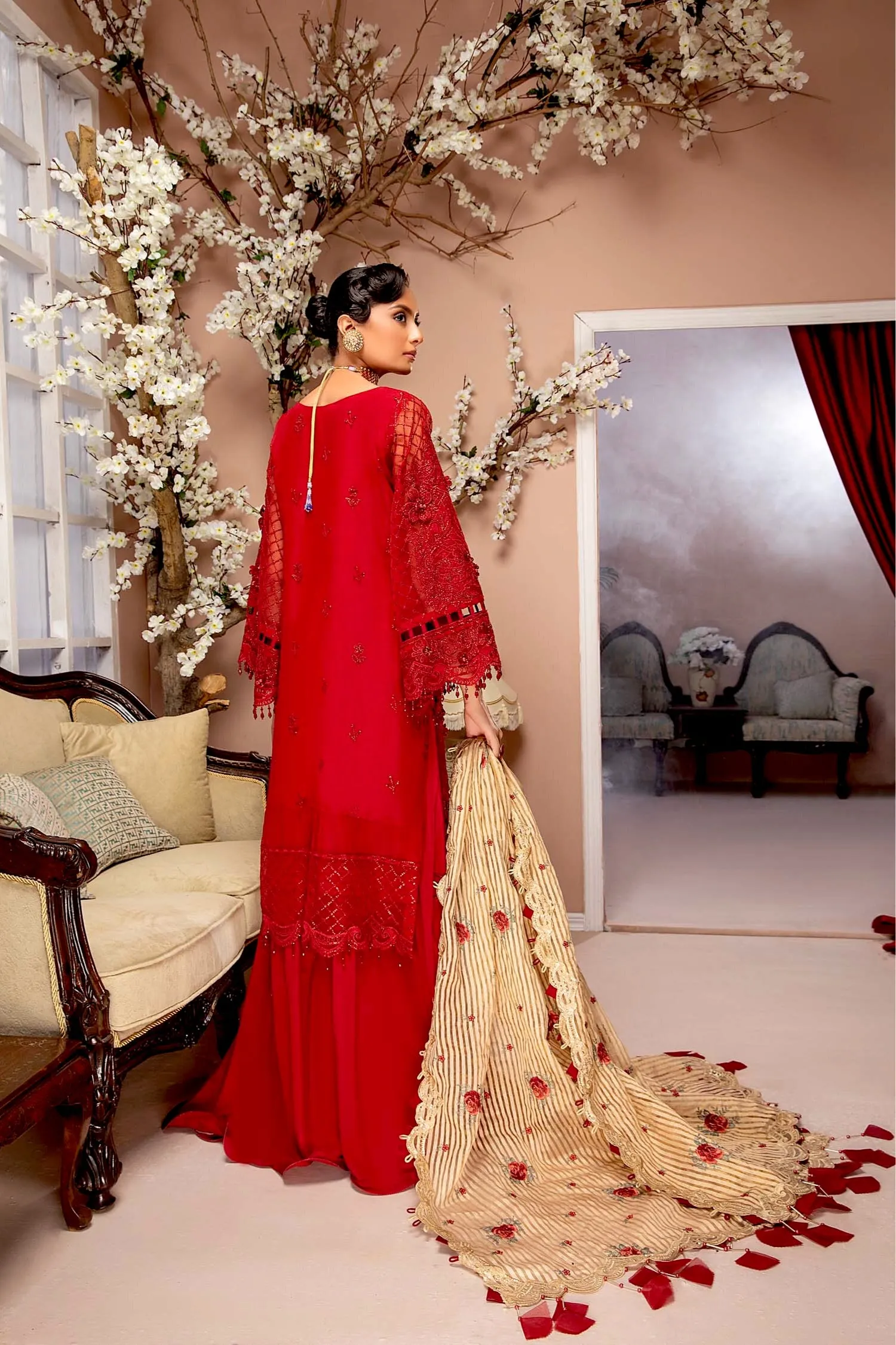 Adan's Libas Luxulia Embroidered Chiffon Collection – Radical Red