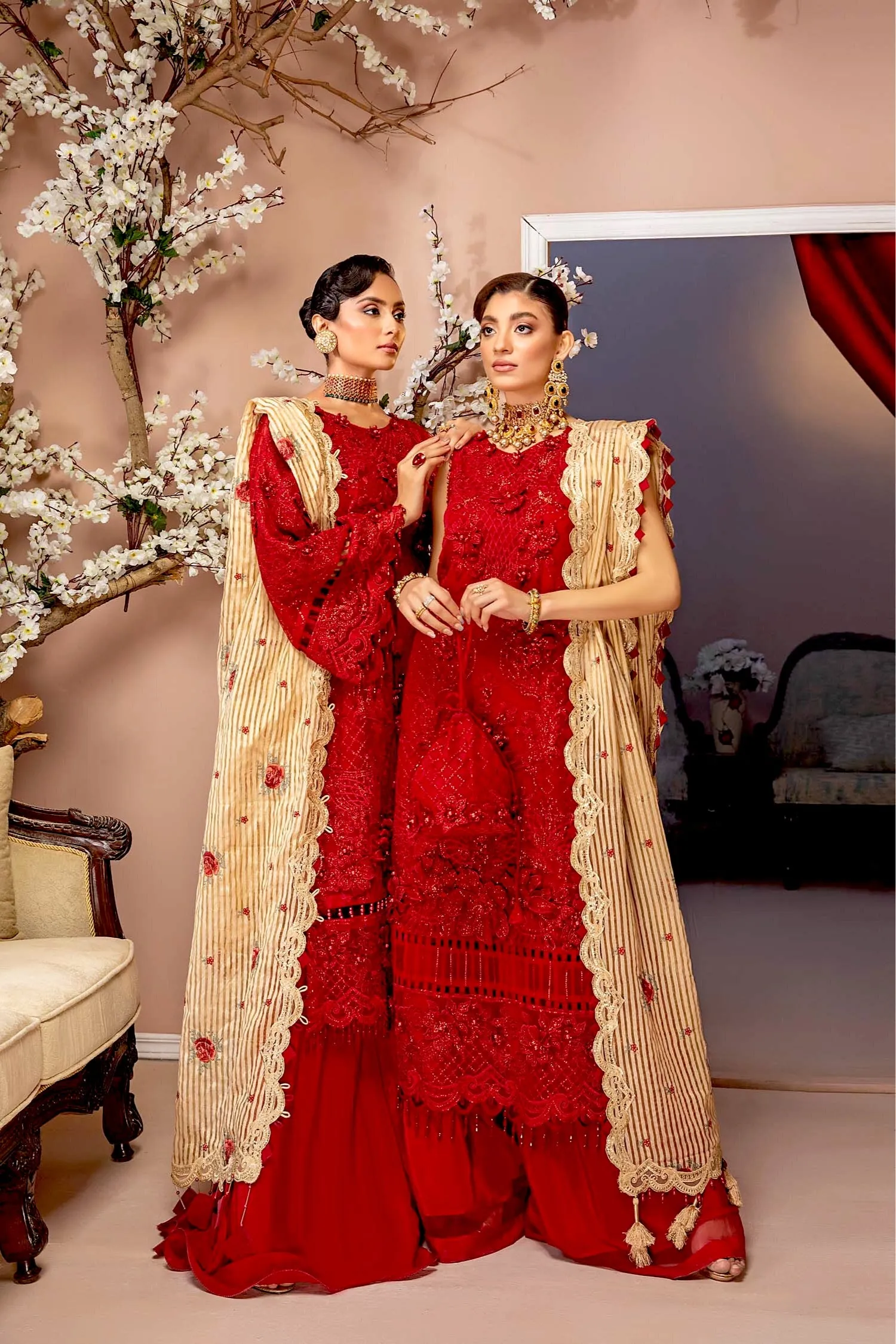Adan's Libas Luxulia Embroidered Chiffon Collection – Radical Red