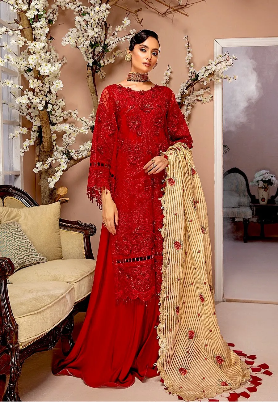 Adan's Libas Luxulia Embroidered Chiffon Collection – Radical Red