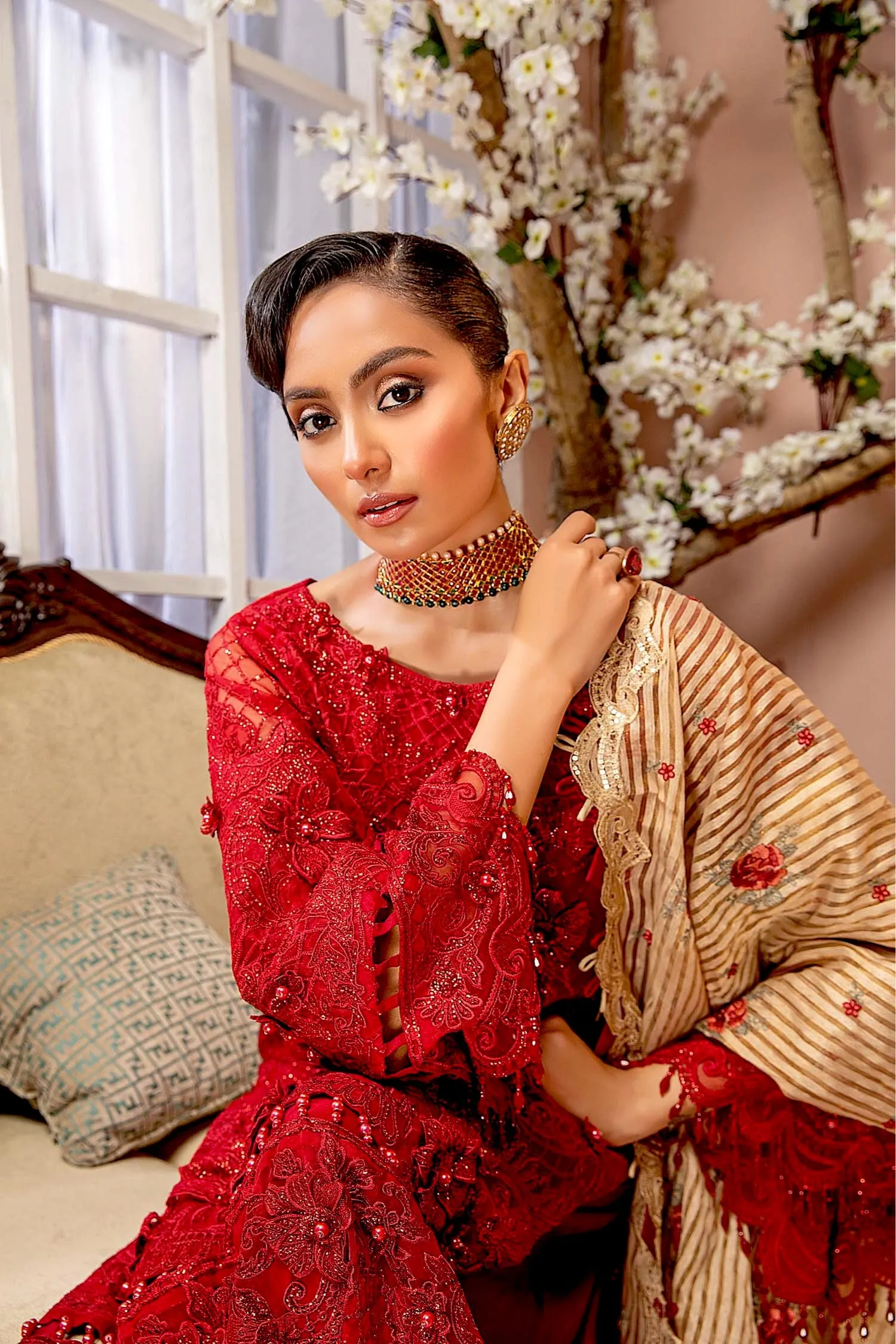 Adan's Libas Luxulia Embroidered Chiffon Collection – Radical Red