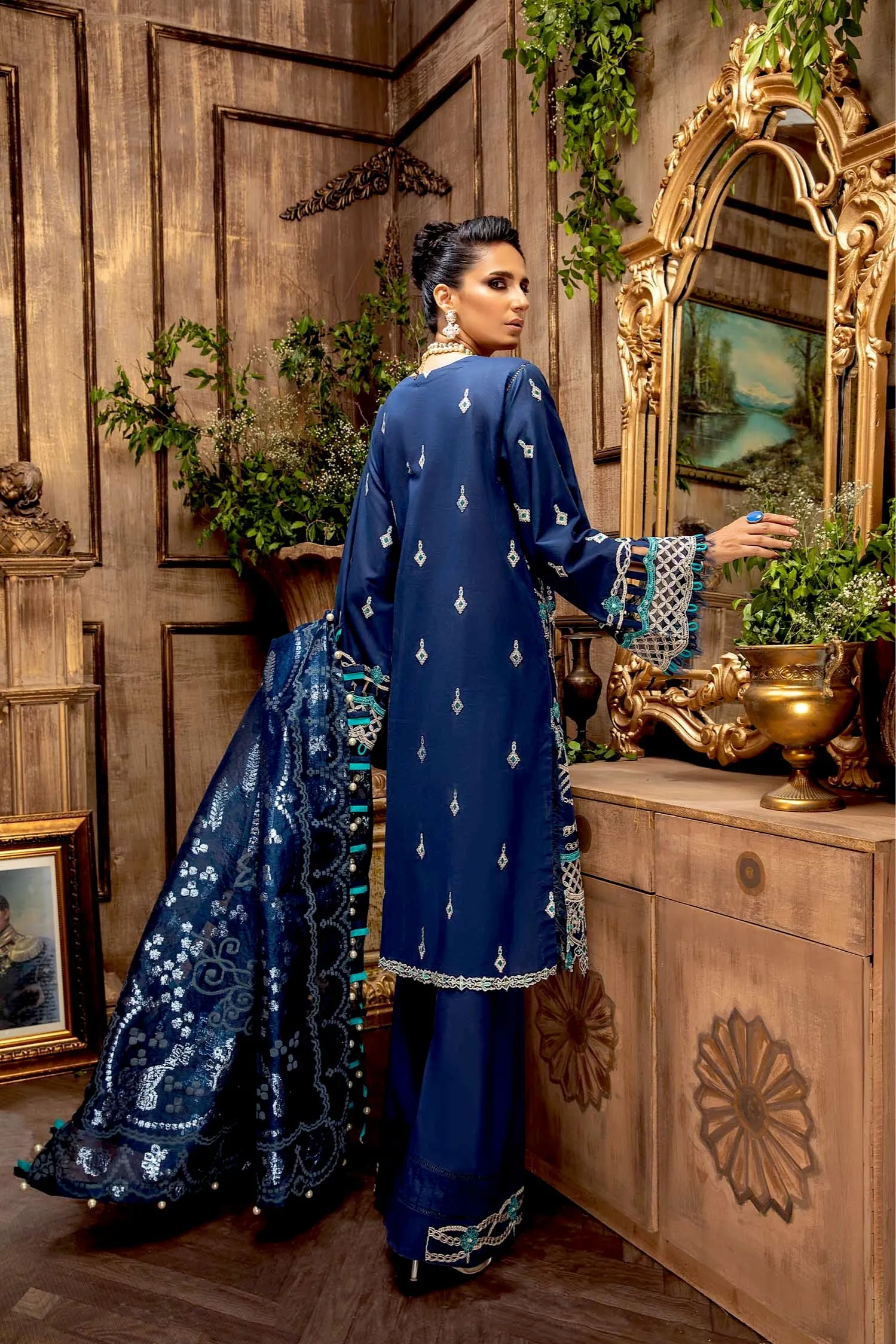 Adan's Libas Majestic Festive Lawn Collection – Oriental Blue