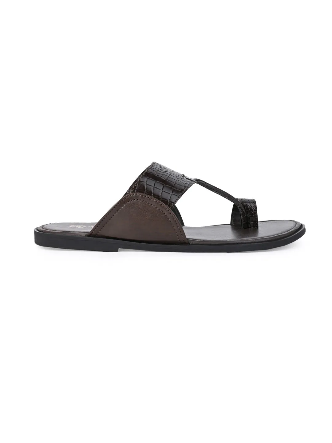 Alberto Torresi Men Brown Patent Office/Daily Wear Slippers