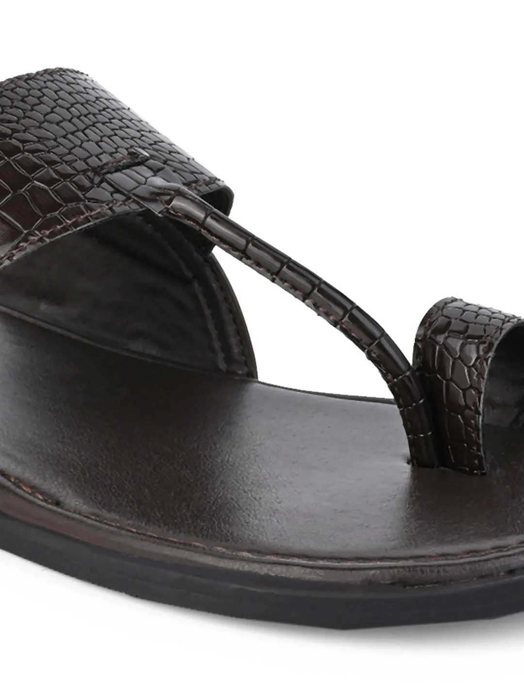 Alberto Torresi Men Brown Patent Office/Daily Wear Slippers