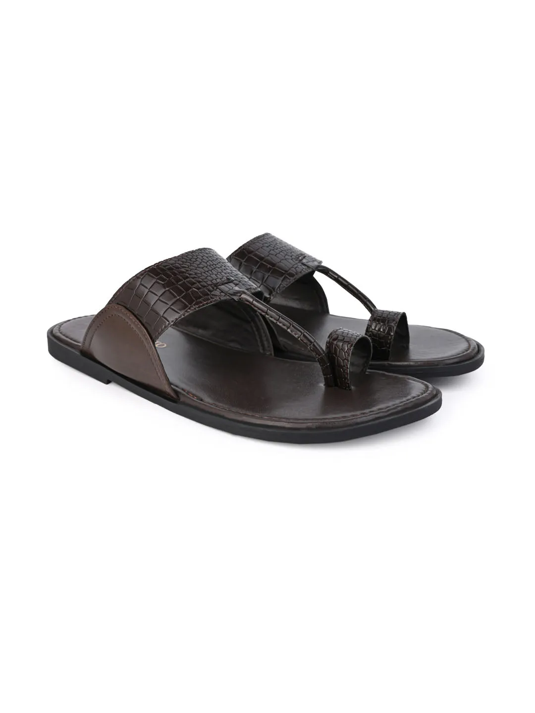 Alberto Torresi Men Brown Patent Office/Daily Wear Slippers