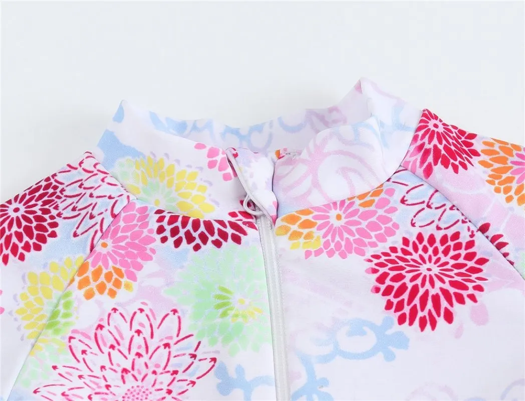 Baby Girl Florals   Patterns Print Long Sleeve One-Piece Swimsuit (5 Designs)