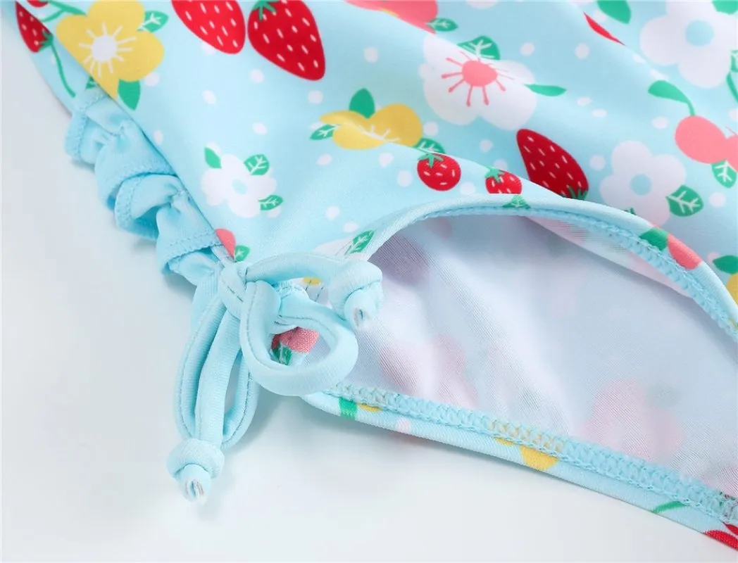 Baby Girl Florals   Patterns Print Long Sleeve One-Piece Swimsuit (5 Designs)