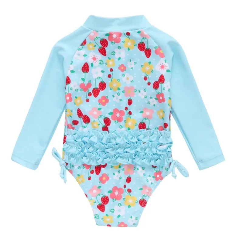 Baby Girl Florals   Patterns Print Long Sleeve One-Piece Swimsuit (5 Designs)