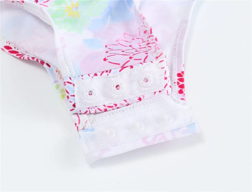 Baby Girl Florals   Patterns Print Long Sleeve One-Piece Swimsuit (5 Designs)