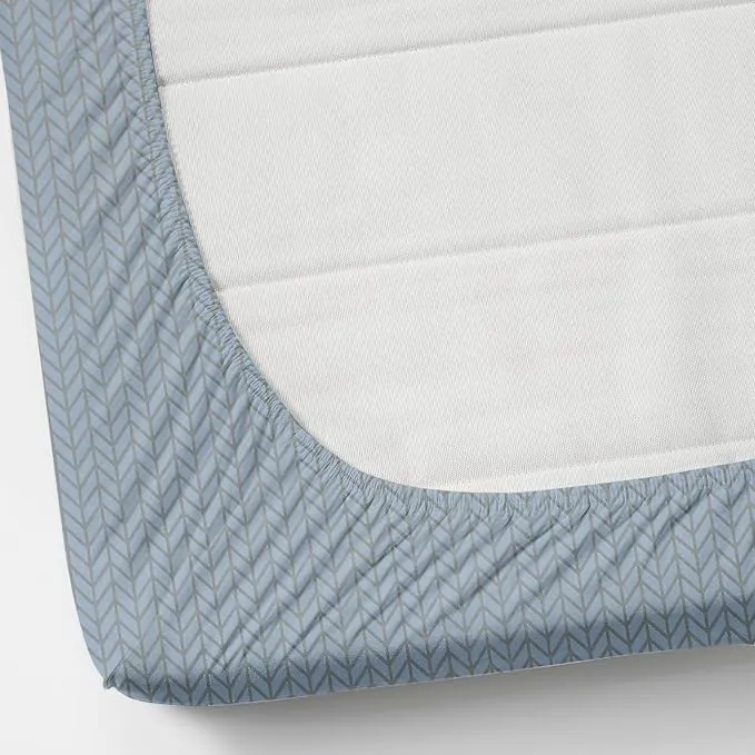 Banchmark Home Furnishings Cotton Feel Glace Cotton Elastic Fitted Printed King Size Double Bed Bedsheet with 2 Pillow Cover (72"x78") (Sky-Aero, Fitted)