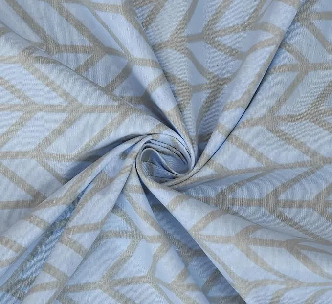 Banchmark Home Furnishings Cotton Feel Glace Cotton Elastic Fitted Printed King Size Double Bed Bedsheet with 2 Pillow Cover (72"x78") (Sky-Aero, Fitted)
