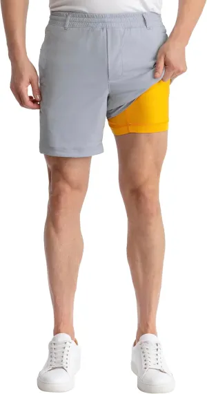 birddogs Mens Khaki Shorts ?C Casual, Slim Fit, Stretch Shorts with Built-in Liner for Comfort ?C Regular Length, 7?? Inseam