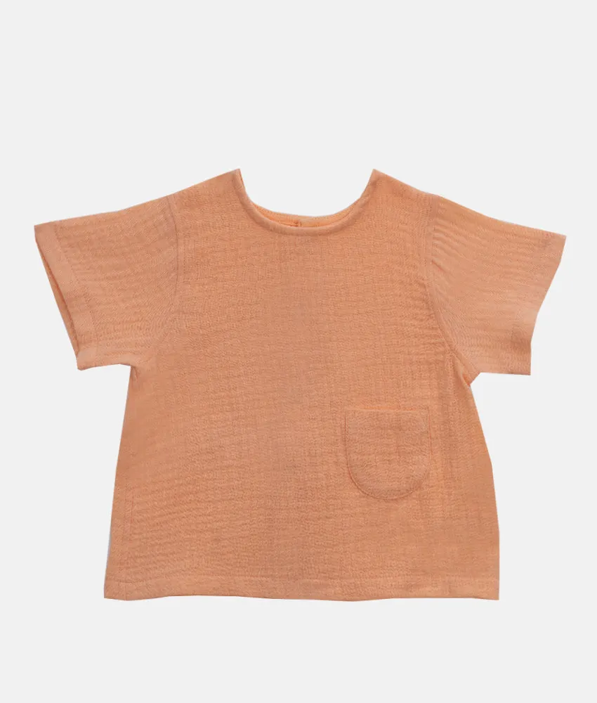 Boys Muslin Shirt & Short 2pcs Set - Coral