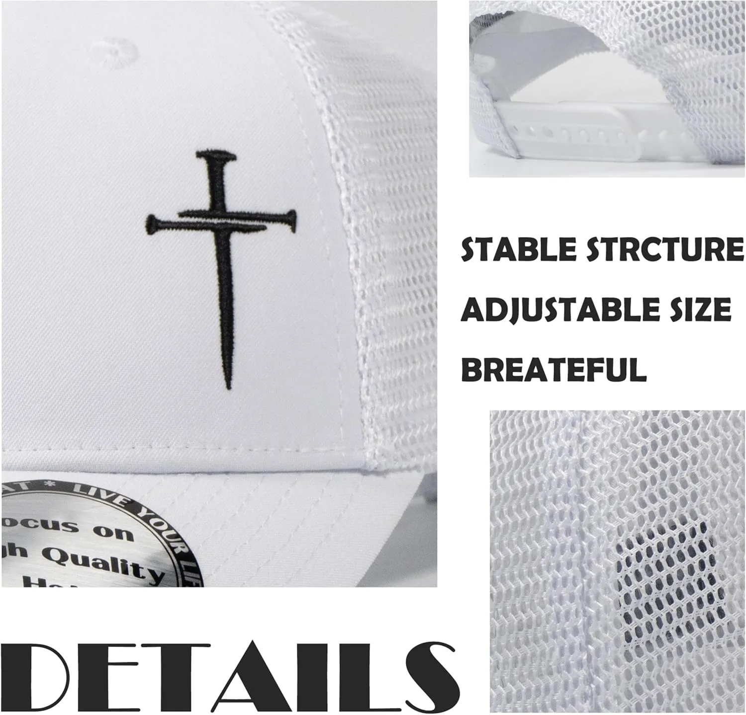 Christian Hats for Men Women,Jesus 3 Nail Cross Hat Christian Religious Gifts for Birthday/Christmas