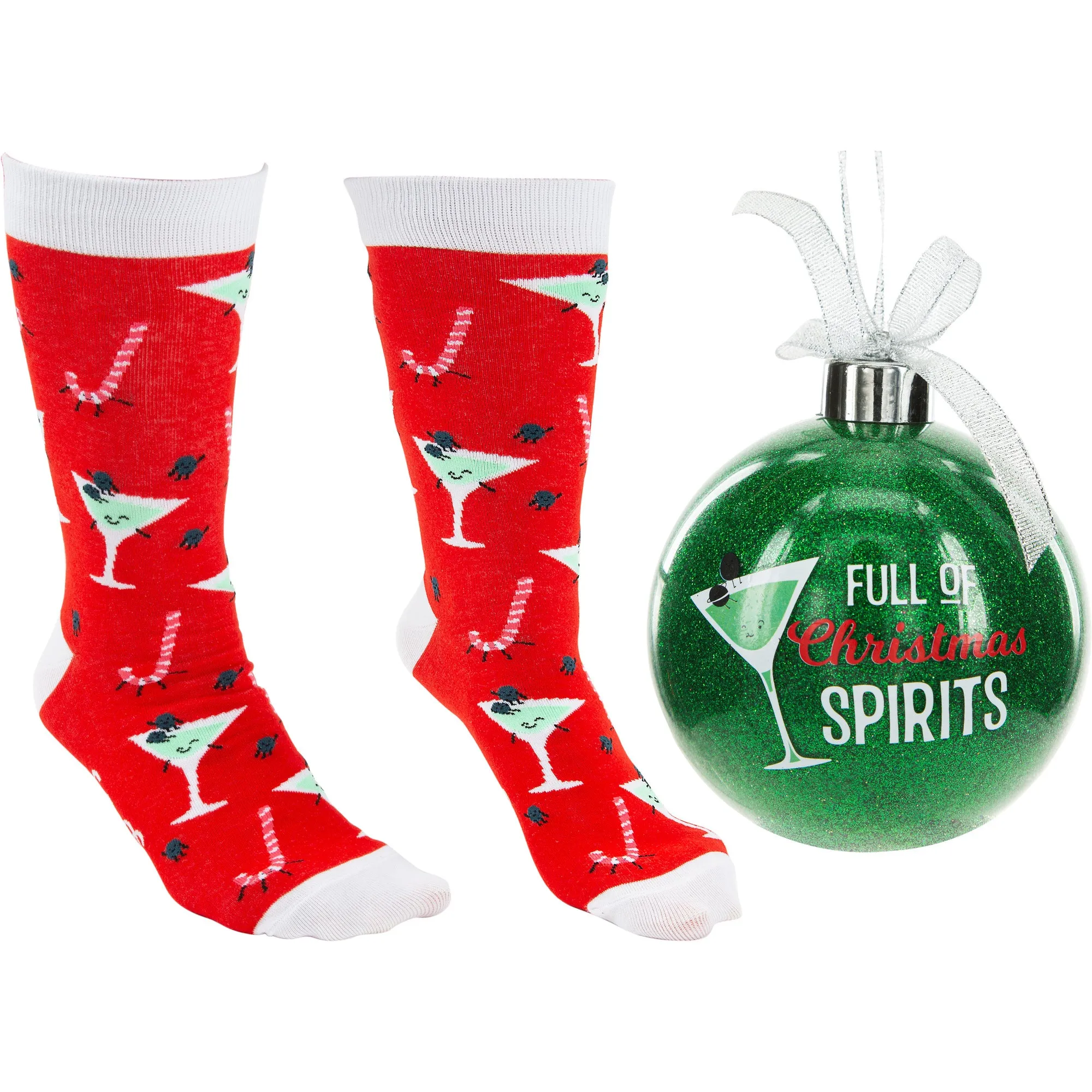 Christmas Spirits 4" Ornament with Unisex Holiday Socks