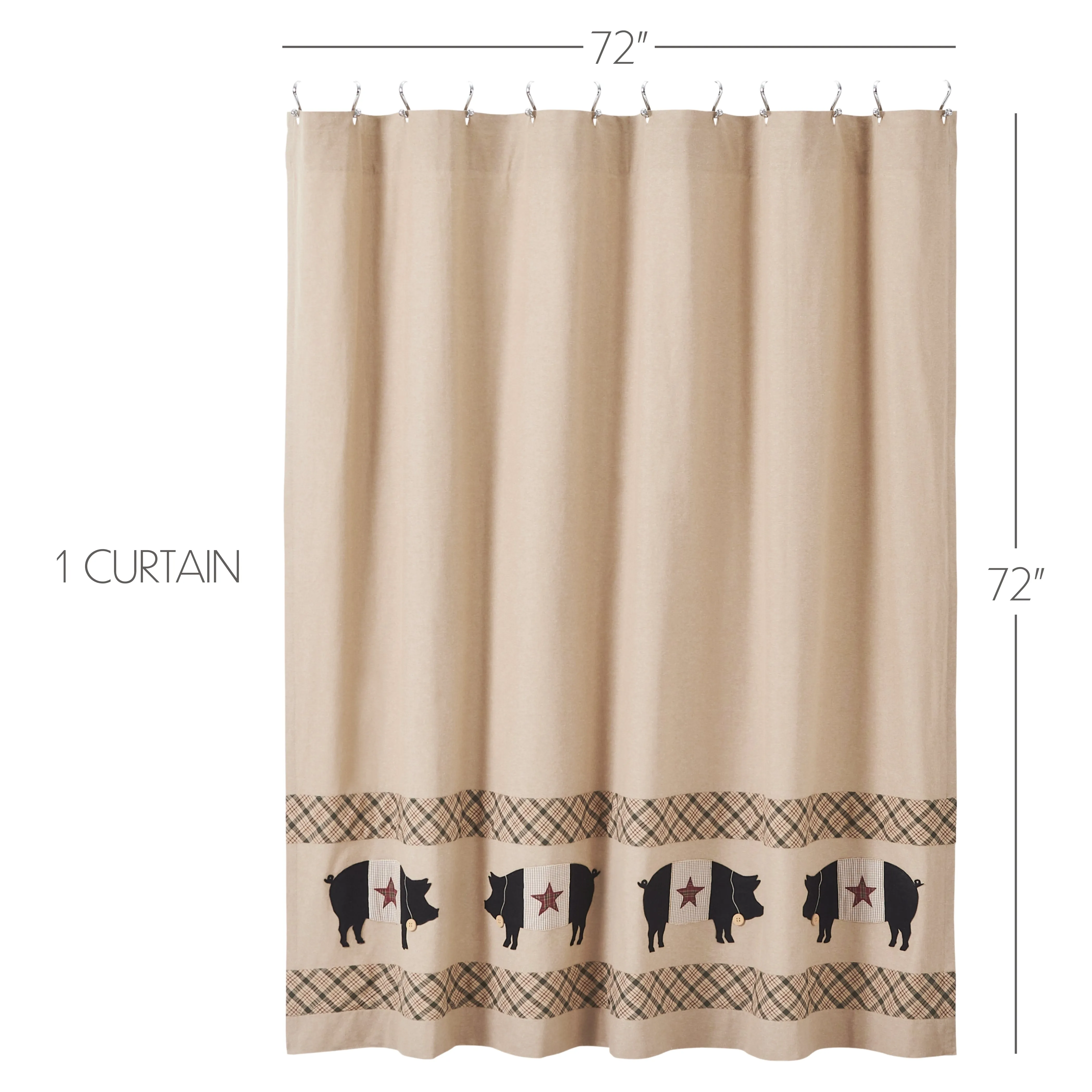 Cider Mill Primitive Pig Shower Curtain 72x72
