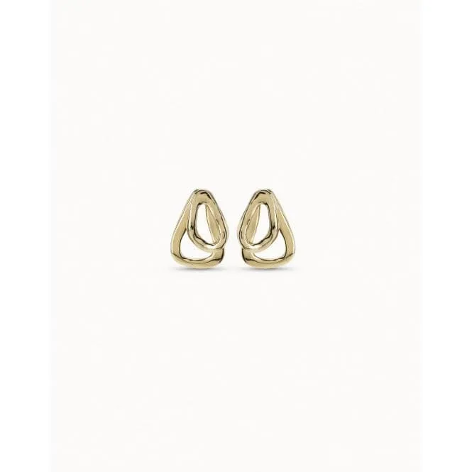 Connected Golden Metal Earrings