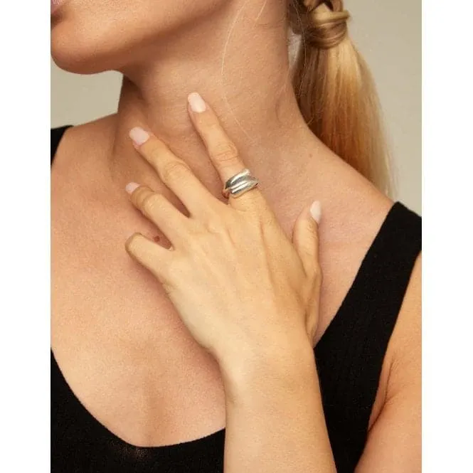 Crossed Legs Silver Metal Ring
