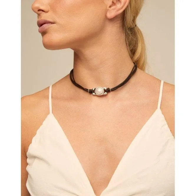 Darling White Leather Pearl Shell Necklace