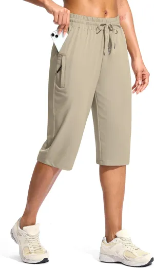 G Gradual Women's 15" Long Shorts Below The Knee Capri Lightweight Quick Dry Hiking Cargo Shorts for Women with 3 Pockets