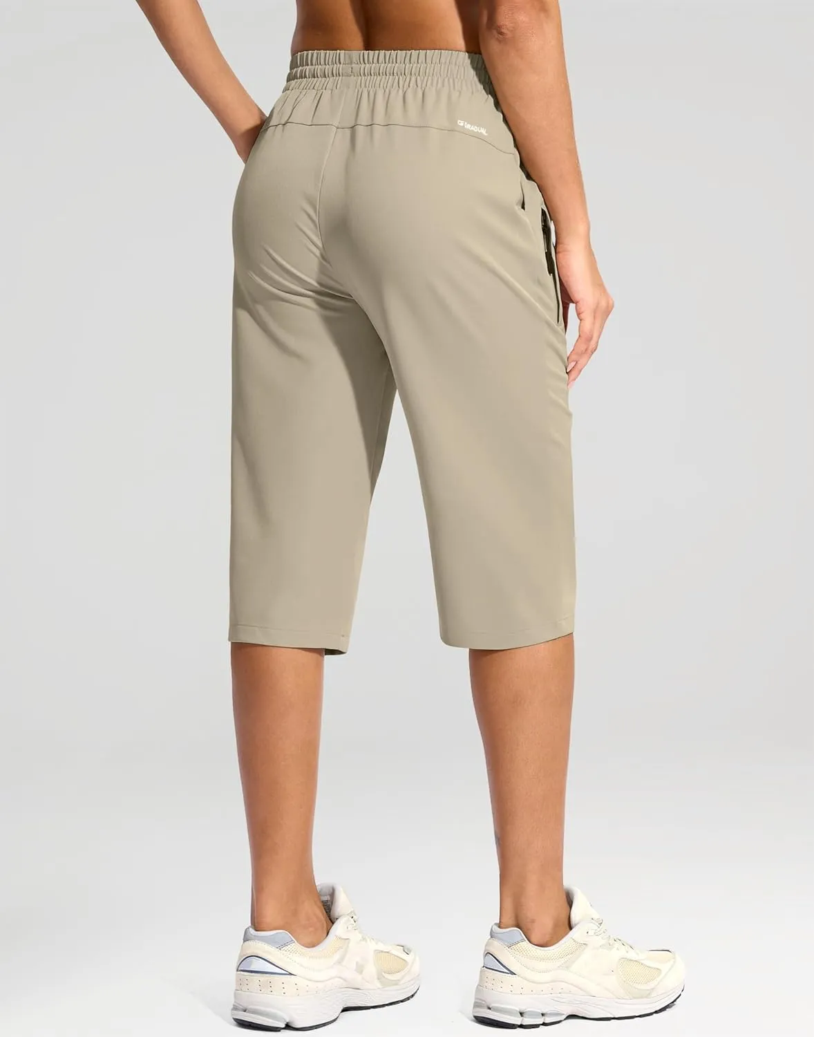 G Gradual Women's 15" Long Shorts Below The Knee Capri Lightweight Quick Dry Hiking Cargo Shorts for Women with 3 Pockets