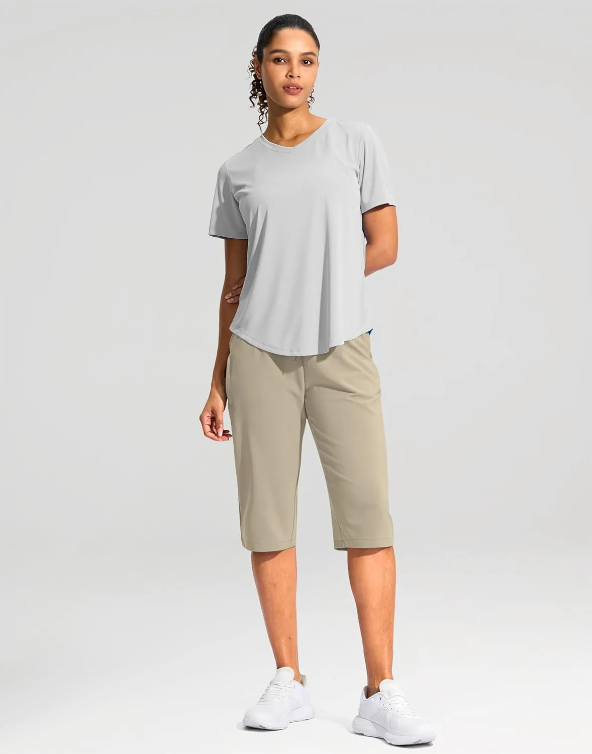 G Gradual Women's 15" Long Shorts Below The Knee Capri Lightweight Quick Dry Hiking Cargo Shorts for Women with 3 Pockets