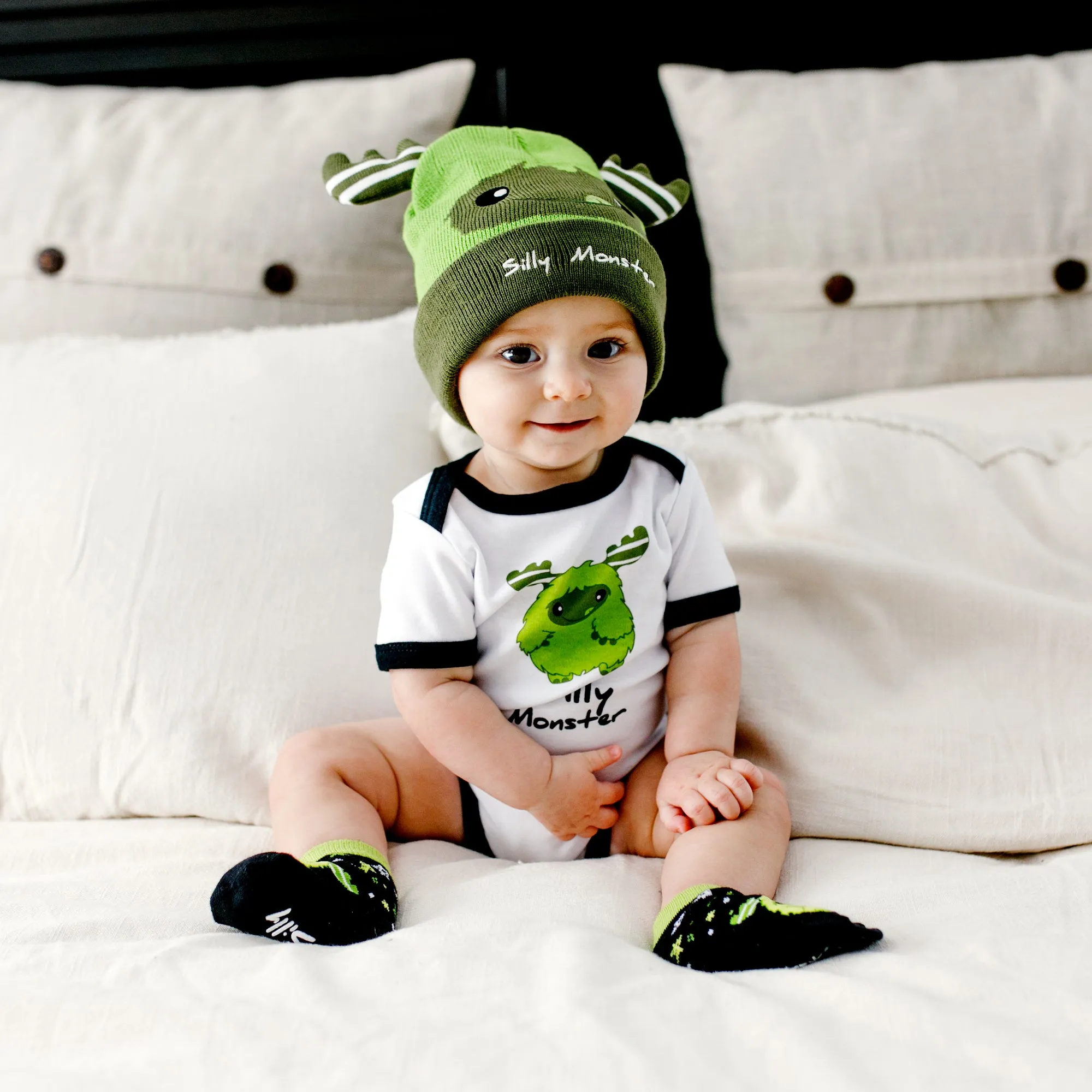 Green Silly Monster Non-slip Baby Socks