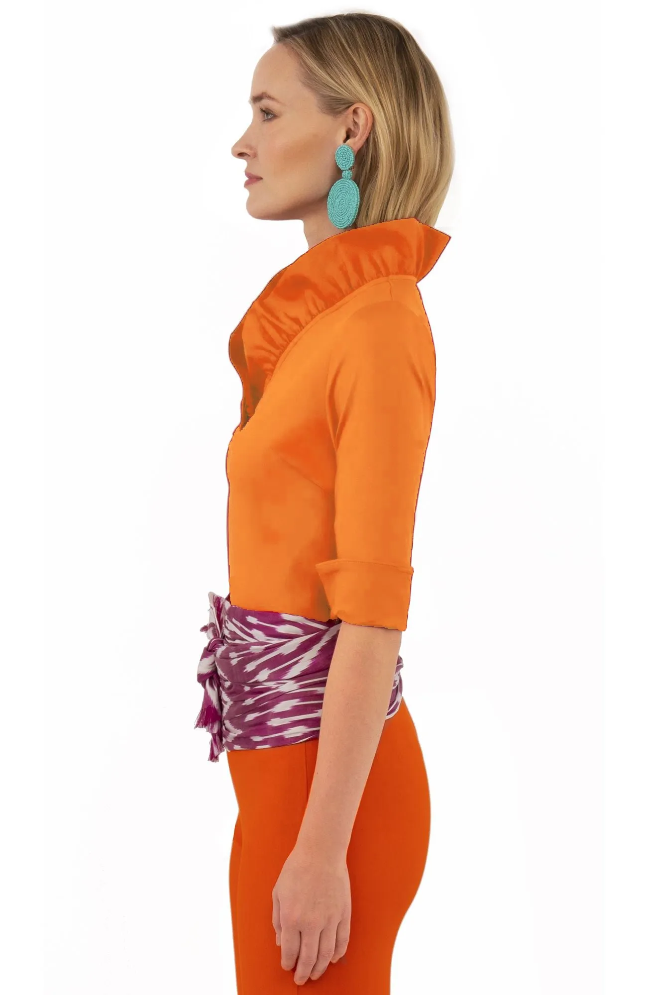 Gretchen Scott | Ruffle Neck Top | 3/4 Sleeve | Women's