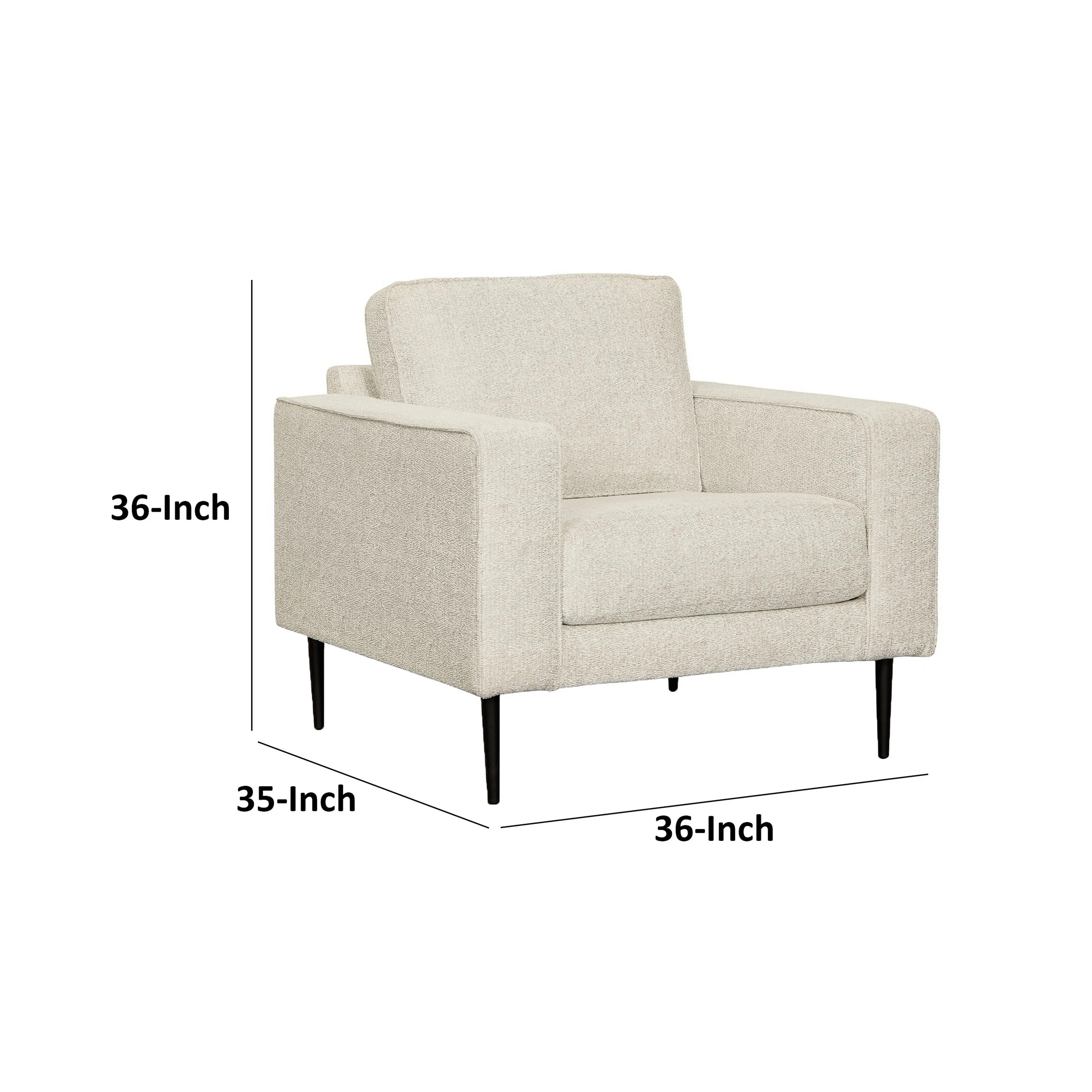 Haez 36 Inch Accent Chair, Transitional, Chevron, Light Beige Polyester By Casagear Home