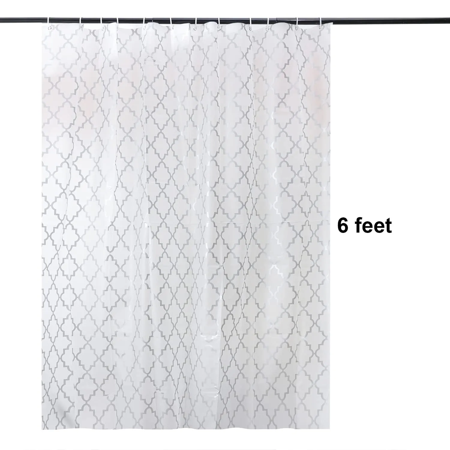 Homestic Soft Texture Bath Curtain|Natural Drape Waterproof Shower Curtain 6 Feet|Silver