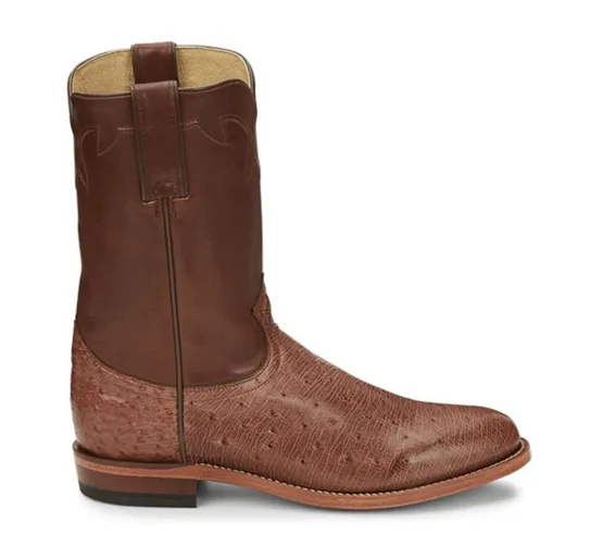 JE803 - Justin Men's Greer Boot - Antique Brown Smooth Ostrich