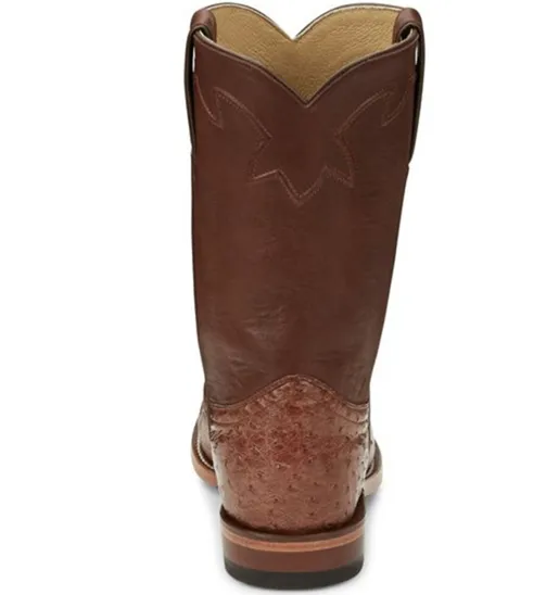 JE803 - Justin Men's Greer Boot - Antique Brown Smooth Ostrich