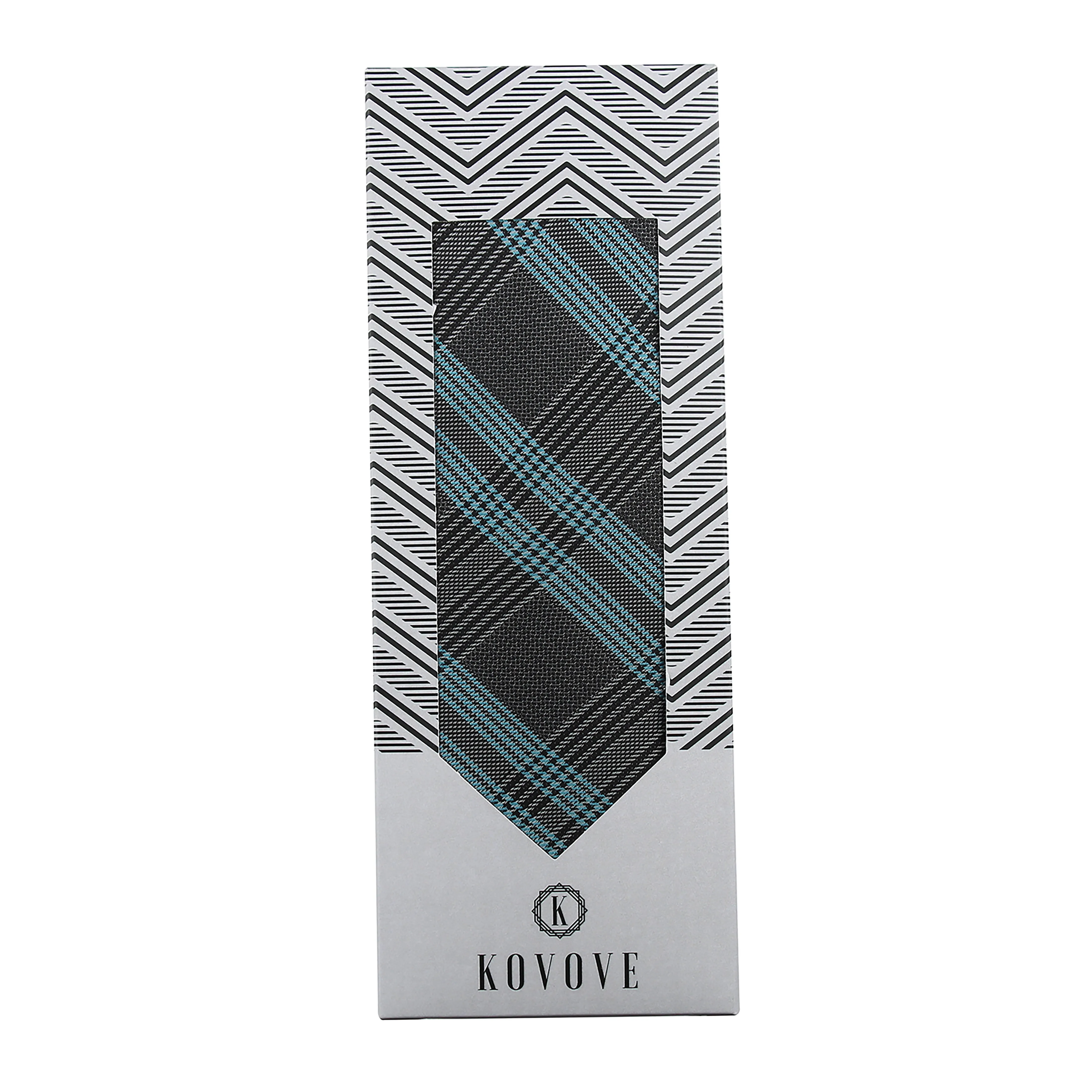 Kovove Elegant Grey Checkered Neck Tie For Men