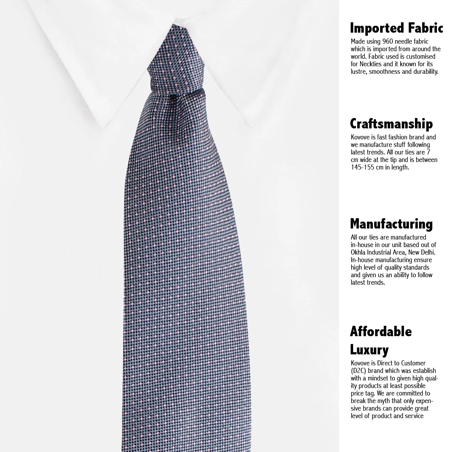 Kovove Gray Polka Dot Neck Tie For Men