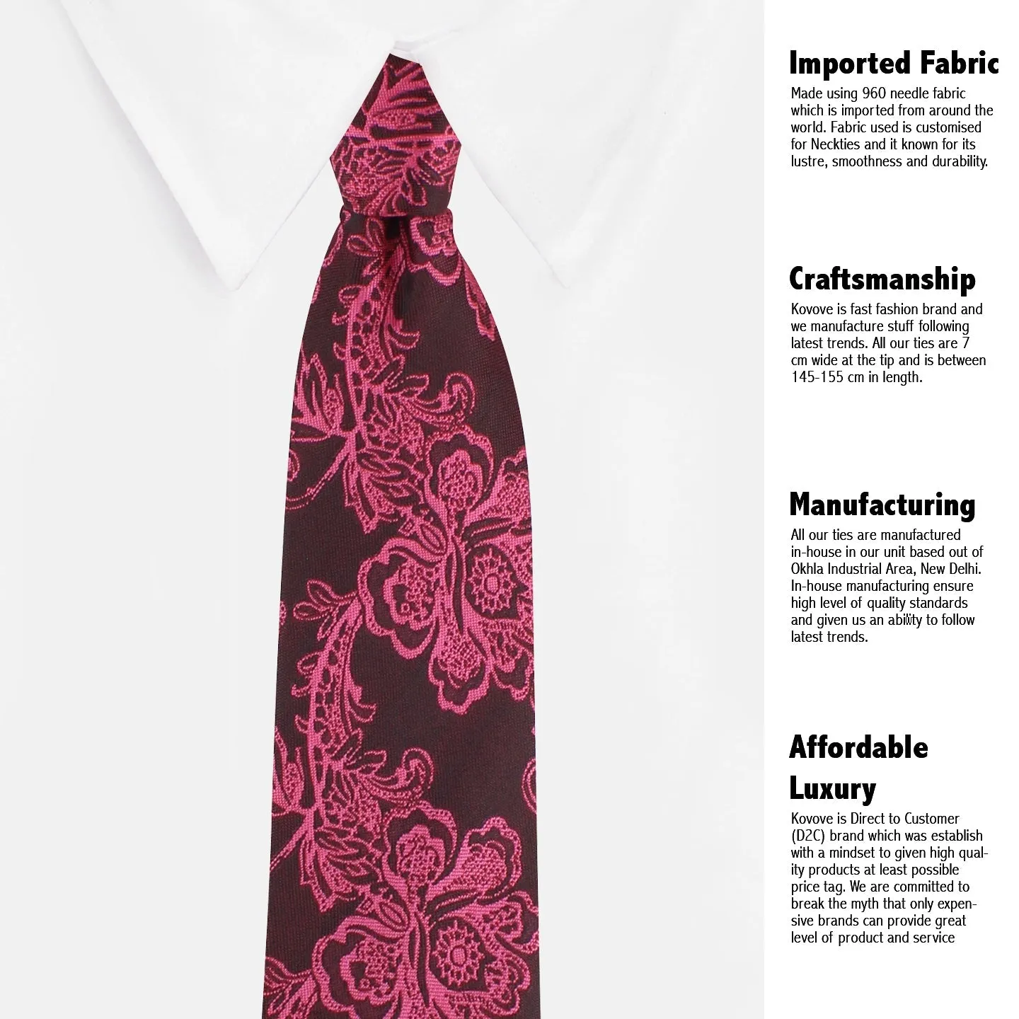Kovove The Blooming Floral Maroon Necktie For Men