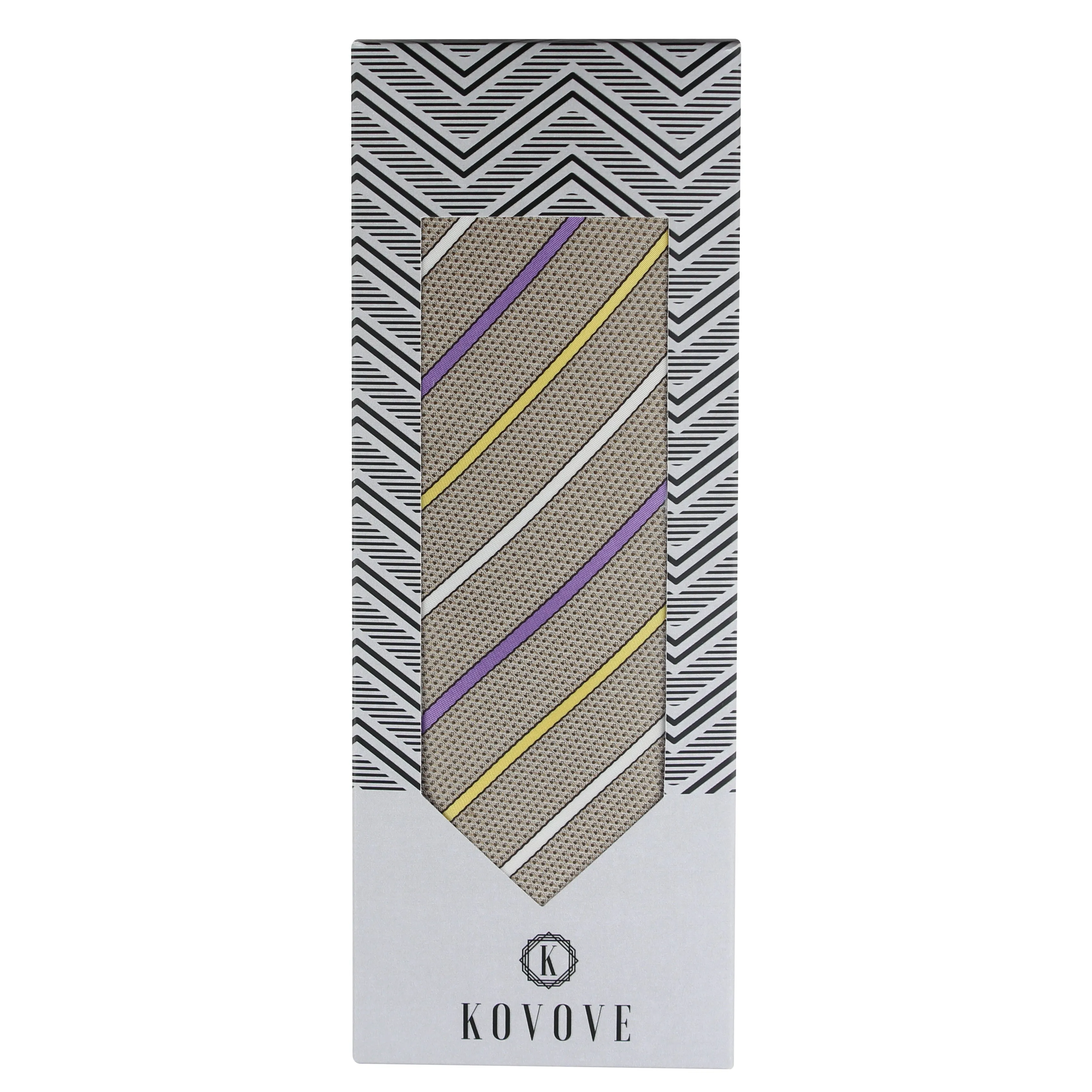 Kovove The Delightful Striped Grey Necktie For Men