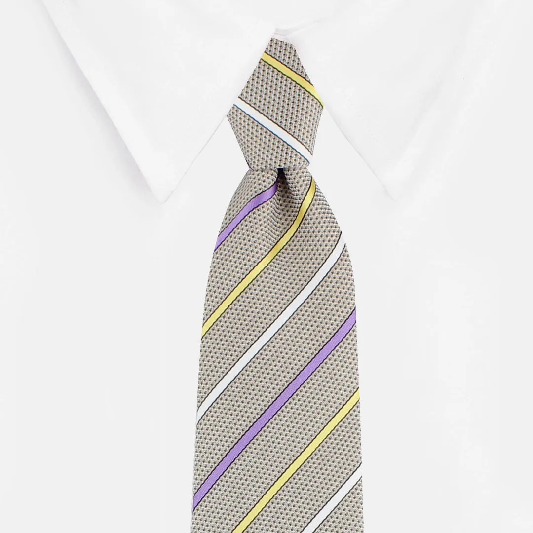 Kovove The Delightful Striped Grey Necktie For Men