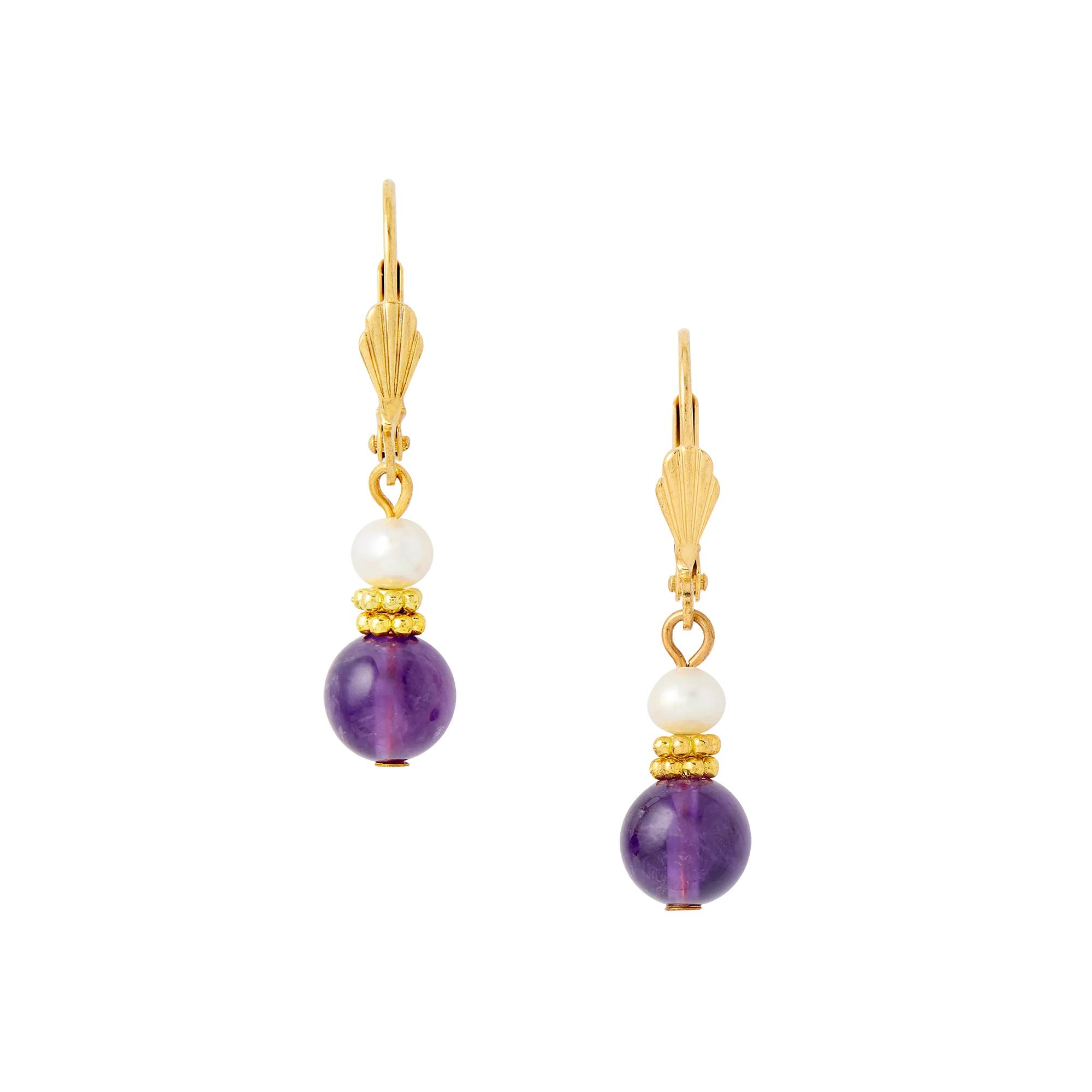 Lincoln Presidential China Inspired Amethyst and Pearl Earrings with Gold Accent