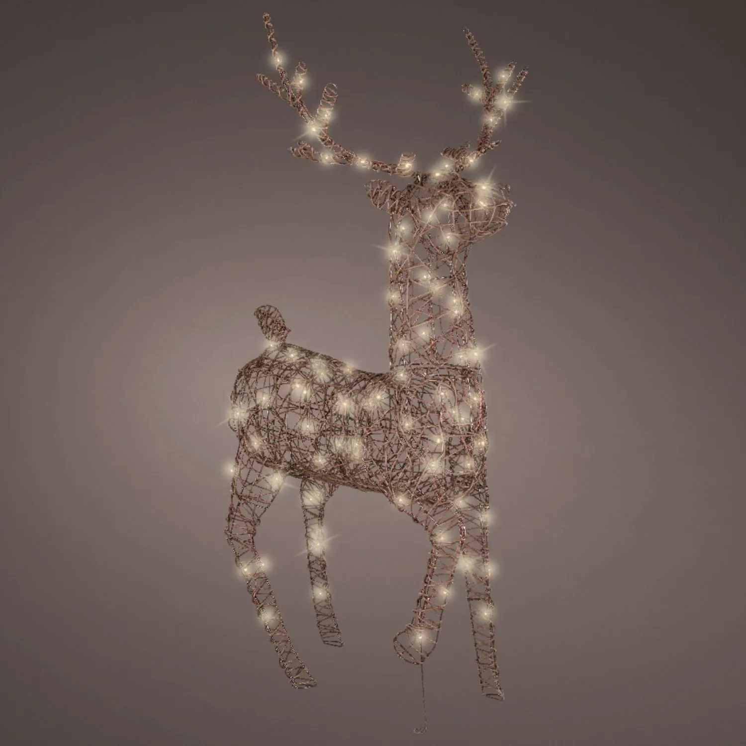 Lumineo 147cm Dark Brown/Warm White LED Reindeer