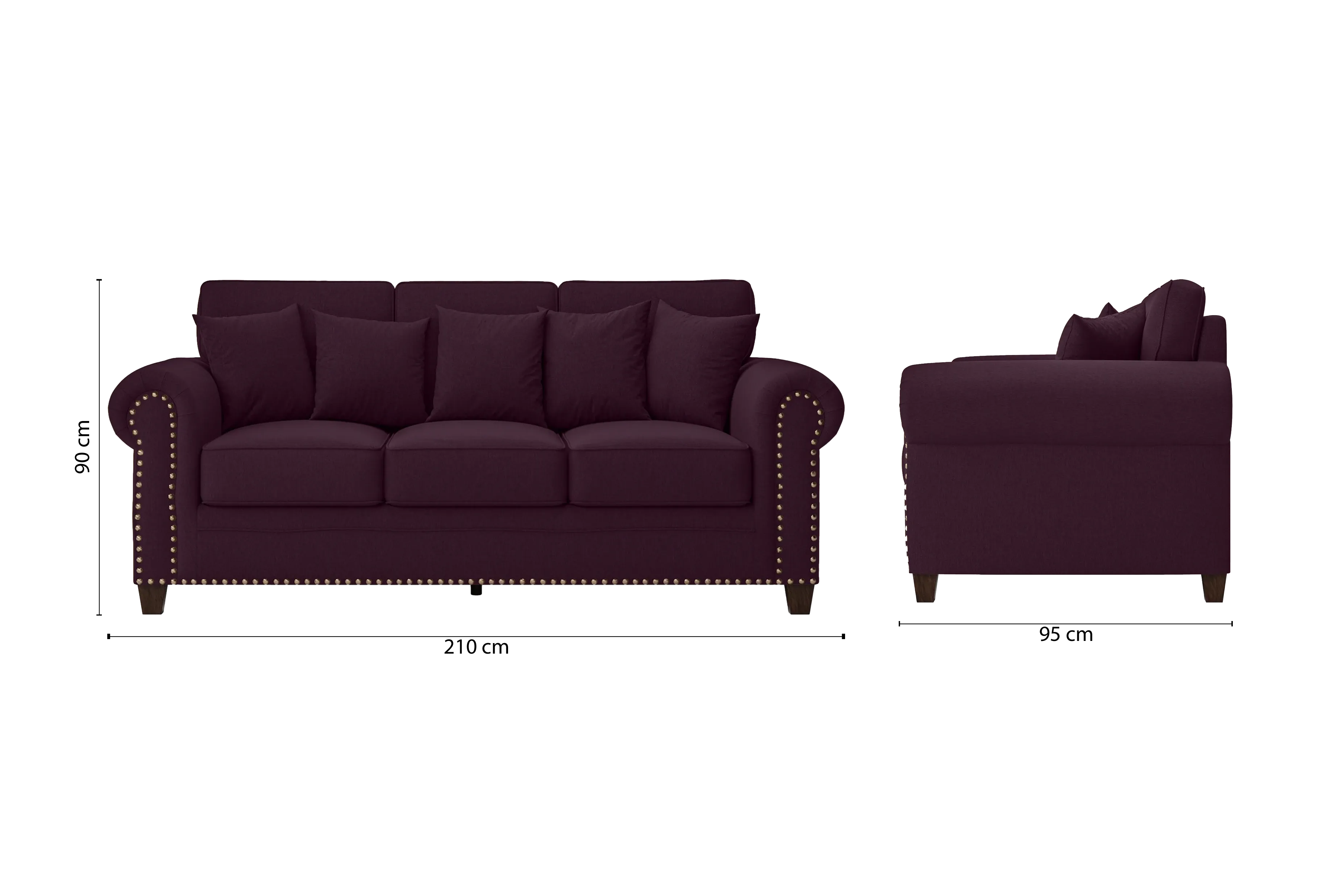 Marano 3 Seater Sofa Purple Linen Fabric