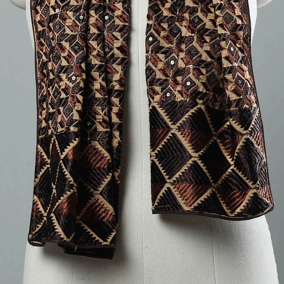 Multicolor - Phulkari Silk Cotton Embroidered Stole 04