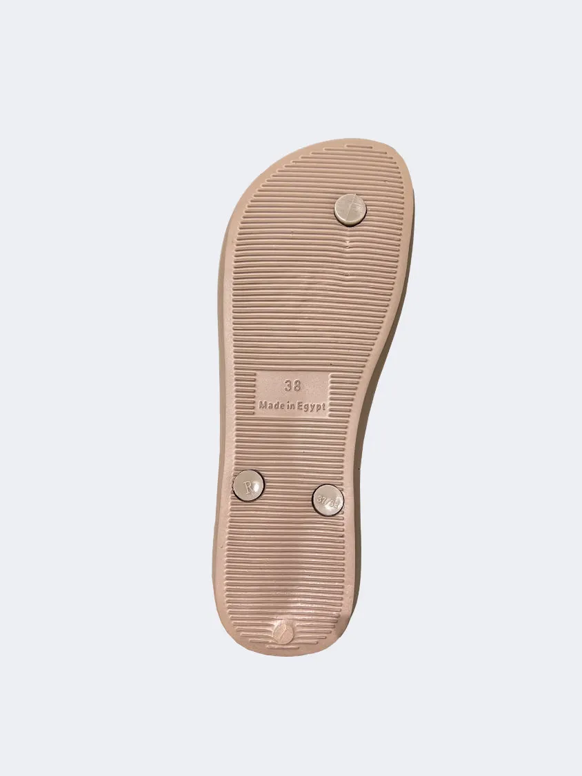 Oil And Gaz Flamingo Women Beach Slippers Beige
