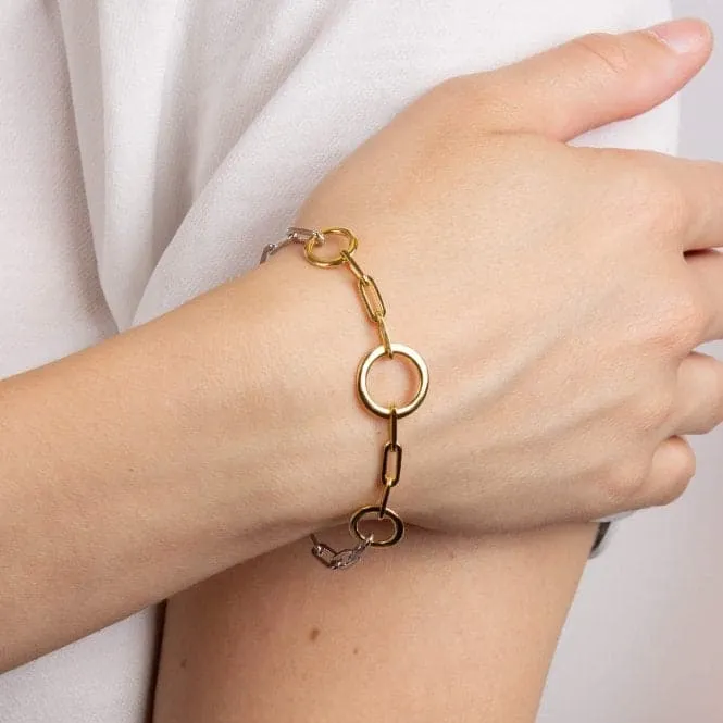 Open Circle Chain Link Yellow Gold Plating Bracelet B5382