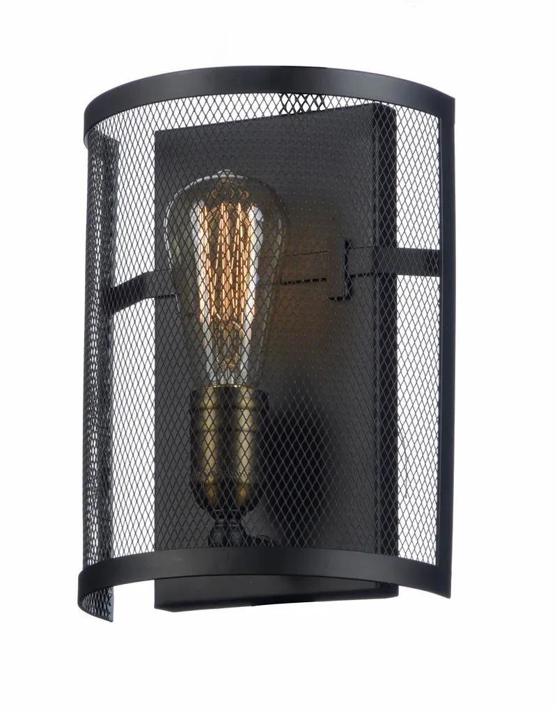 Palladium 10.25" Single Light Wall Sconce in Black and Natural Aged Brass