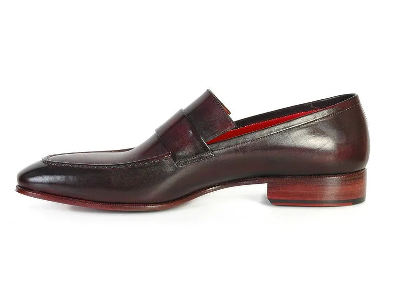 Paul Parkman Men's Loafer Purple & Black Hand-Painted Leather Upper With Leather Sole