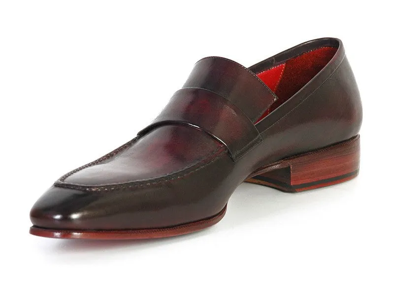 Paul Parkman Men's Loafer Purple & Black Hand-Painted Leather Upper With Leather Sole