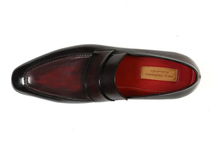 Paul Parkman Men's Loafer Purple & Black Hand-Painted Leather Upper With Leather Sole